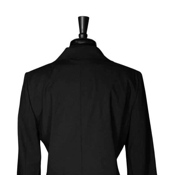 Elie Tahari Women's Jacket Black Wool Stretch Snap Button Work Career Blazer 12 - Picture 8 of 10